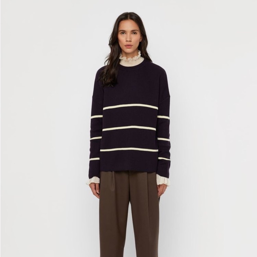 OAK+FORT purple striped crew neck sweater